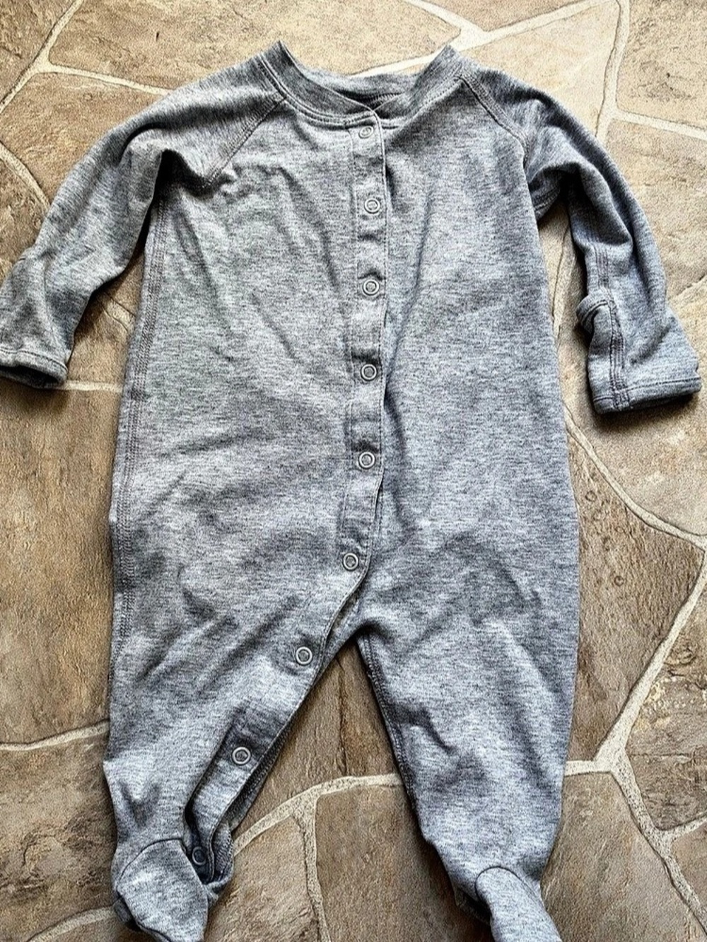 Organic Hanna Andersson Organic Cotton Footie Gray Baby 3-6 mos